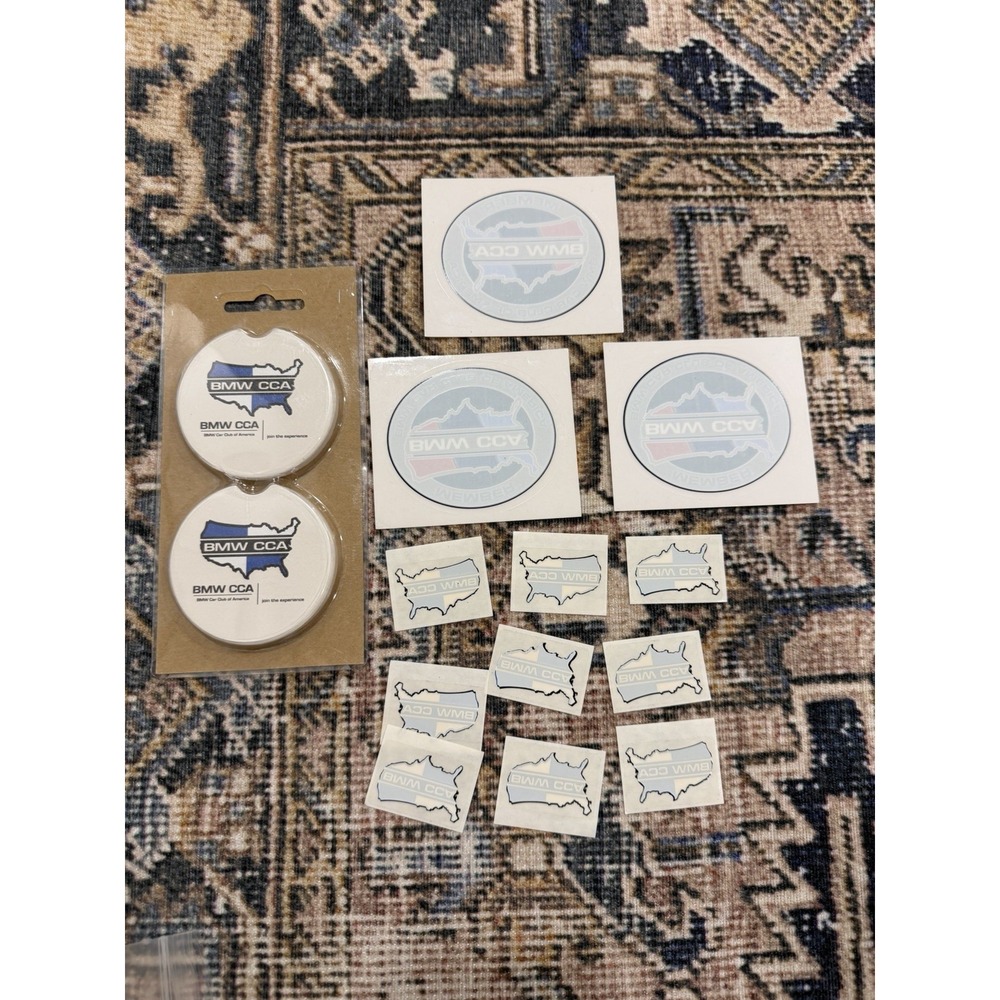 BMW CCA Car Club America Old Logo Decals Stickers Car Coasters Lot Of 13 NOS